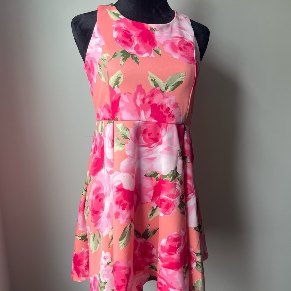Bonnie Jean Coral Flower Dress - Size 16 - Picture 12 of 14